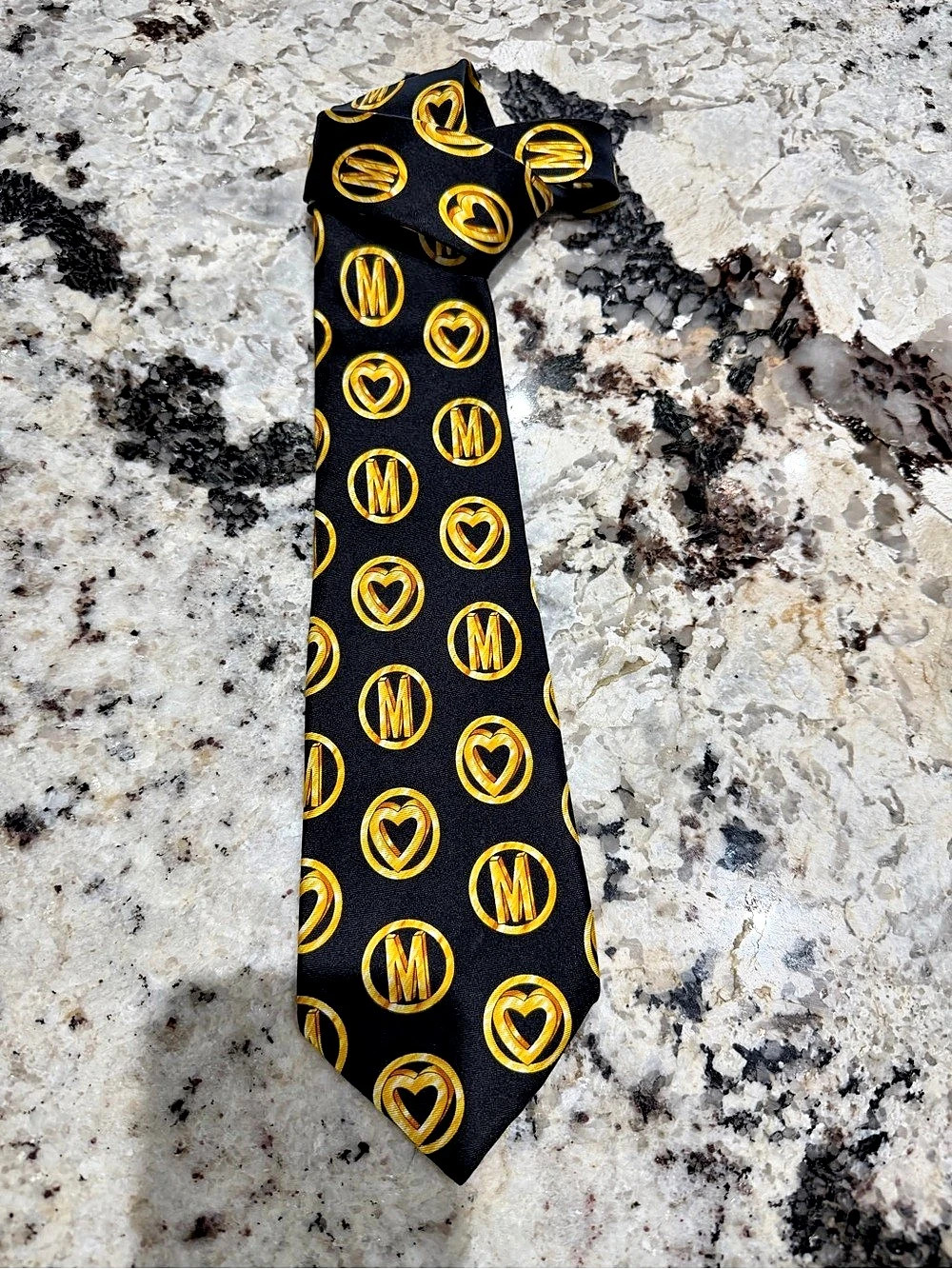 Moschino Men's Silk Tie in Black & Gold Like New